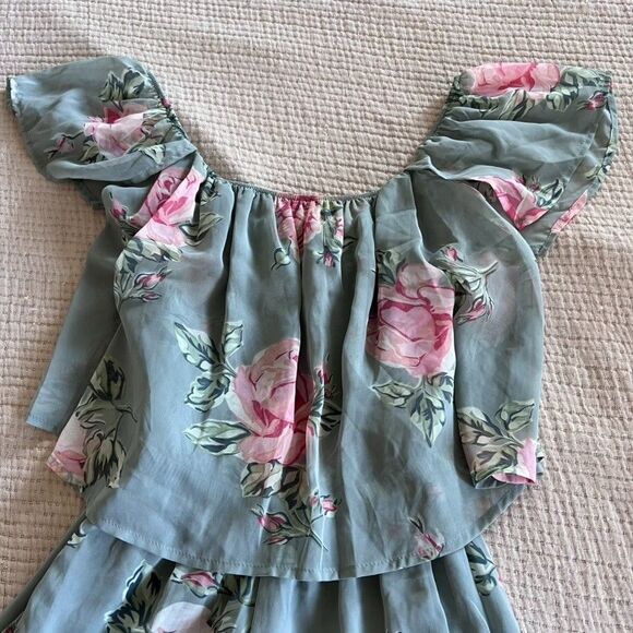 Show Me Your Mumu Off Shoulder Romper Womens XS Blue Pink Floral Boho Festival - Picture 12 of 15